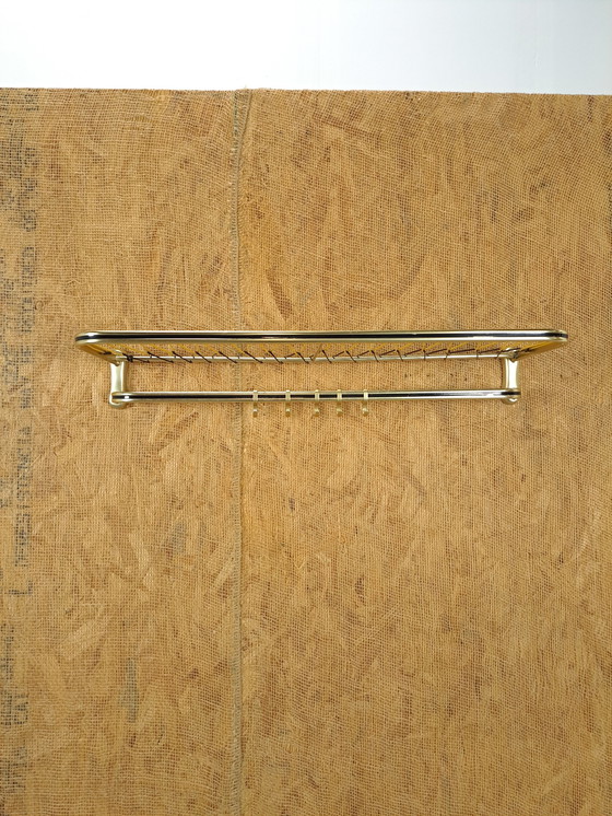Image 1 of Zug Wandgarderobe Gold Farbe mit Haken und Regal, Nr. 1