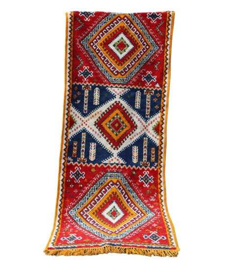 Handgewebter Vintage-Kilim-Teppich -Türkischer Woll-Kilkim- Teppich Läufer-70S