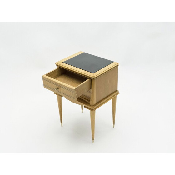 Image 1 of Zwei Nachttische aus Sykomore, Messing von Suzanne Guiguichon, 1950