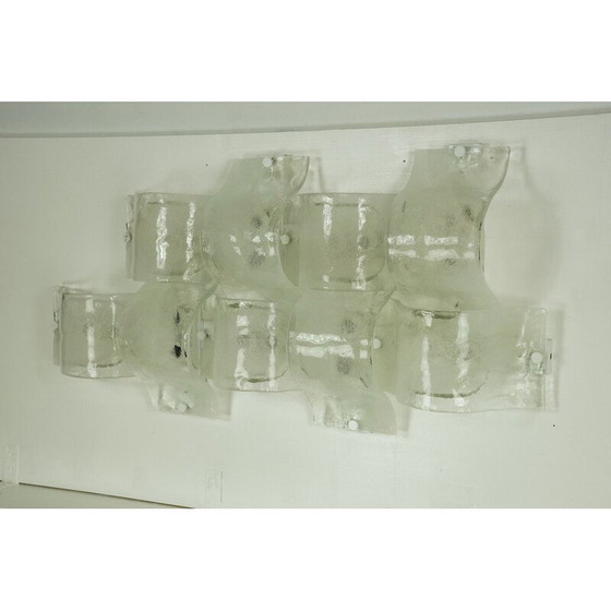 Image 1 of Satz von 9 postmodernen Vintage-Wandlampen aus Pulegoso-Muranoglas, 1970er Jahre
