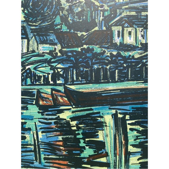 Image 1 of Handsigniertes lithografiertes Poster eines Dorfes von Kischka, 1970