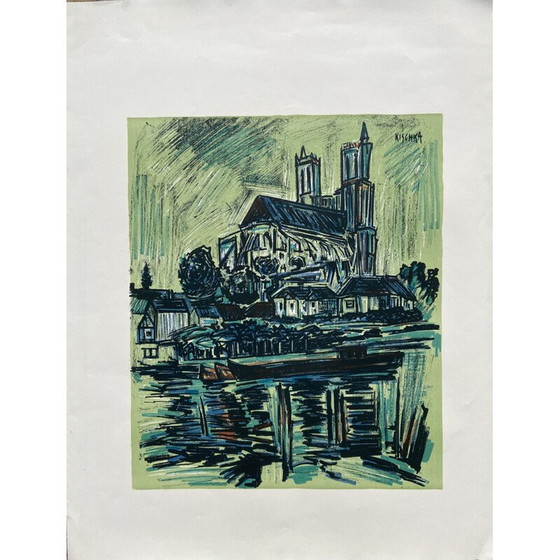 Image 1 of Handsigniertes lithografiertes Poster eines Dorfes von Kischka, 1970