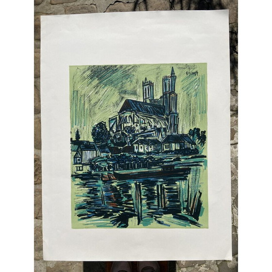 Image 1 of Handsigniertes lithografiertes Poster eines Dorfes von Kischka, 1970