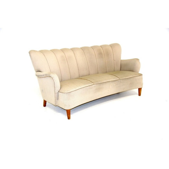 Image 1 of Vintage 3-Sitzer Sofa aus Buchenholz und Stoff, Schweden 1940