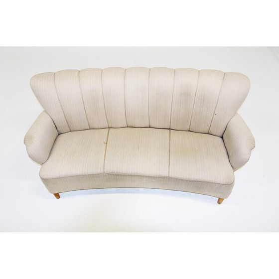 Image 1 of Vintage 3-Sitzer Sofa aus Buchenholz und Stoff, Schweden 1940