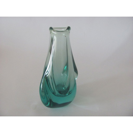 Vintage Metall Glasvase, Tschechoslowakei 1960