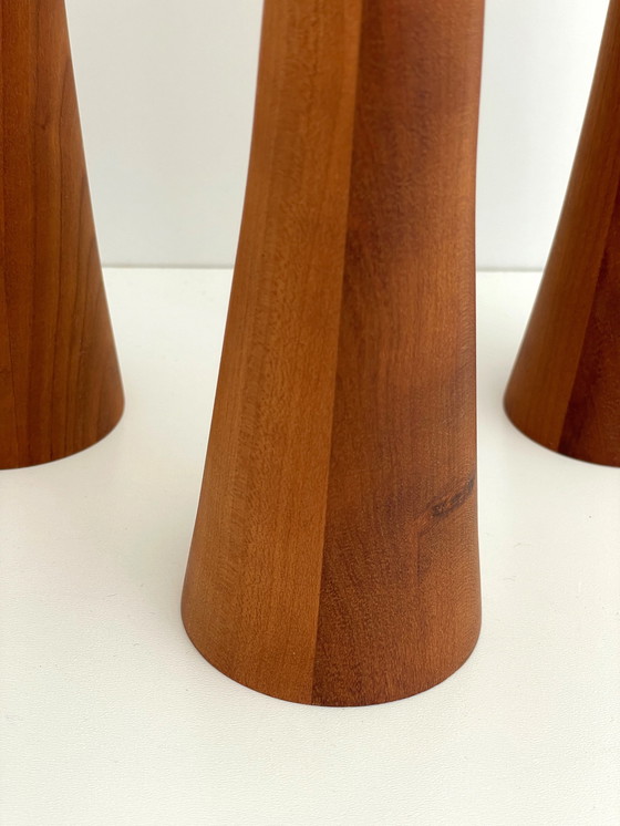 Image 1 of 3x vintage Teakholz-Kerzenständer