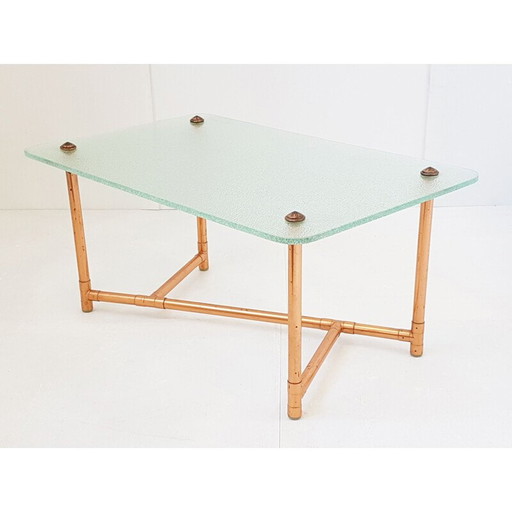 Couchtisch aus Kupfer und Glas, 1950