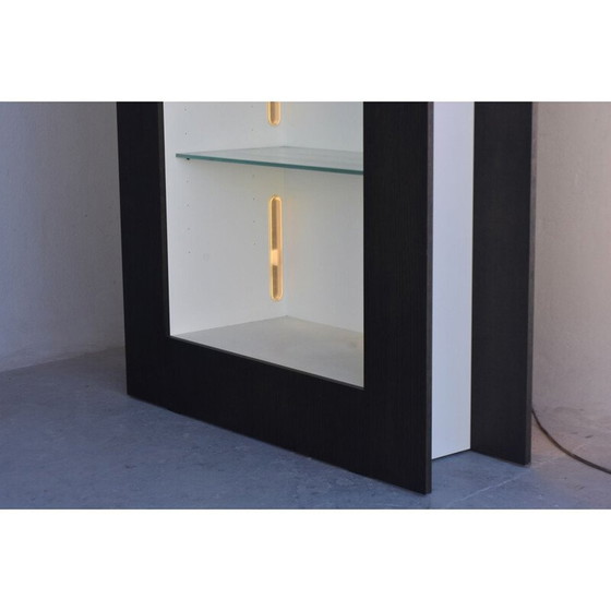 Image 1 of Elektrifizierte Vintage-Vitrine aus schwarz lackiertem Holz für Acerbis