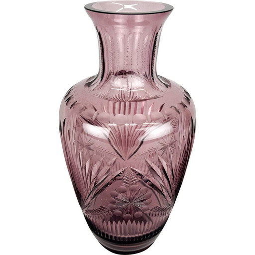 Böhmische Vase aus handgeschliffenem Glas, 1970er Jahre