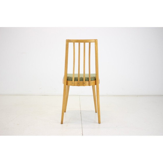 Image 1 of Satz Vintage 4 Esszimmerstühle aus Holz und Stoff für Ton, Tschechoslowakei 1970er Jahre