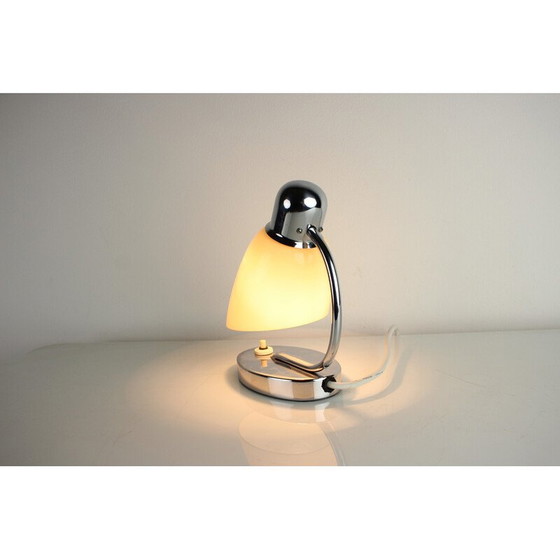 Image 1 of Tischlampe aus Glas und Chrom, Mid Century, Tschechoslowakei 1950er Jahre