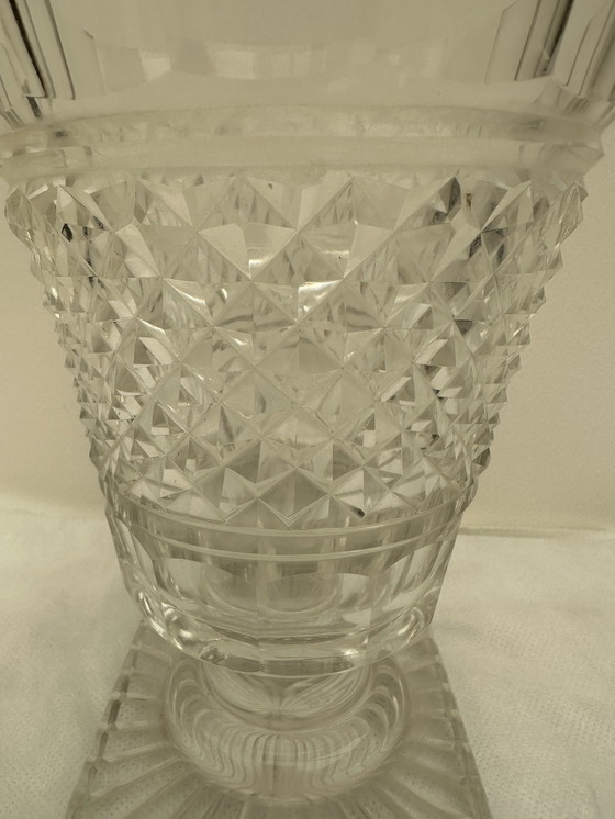 Image 1 of Vase aus zugeschriebenem Baccarat-Kristall Diamantschliff