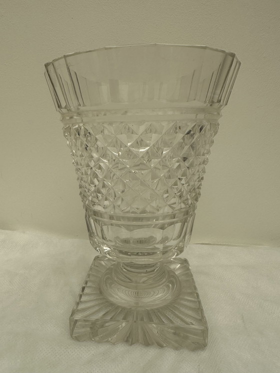 Image 1 of Vase aus zugeschriebenem Baccarat-Kristall Diamantschliff