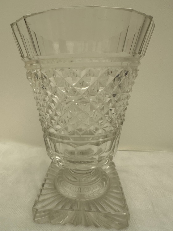 Image 1 of Vase aus zugeschriebenem Baccarat-Kristall Diamantschliff