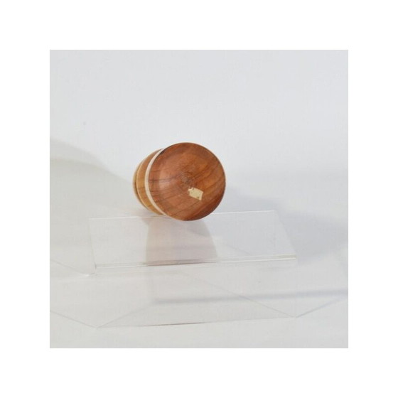 Image 1 of Skandinavischer Vintage-Kerzenhalter aus massivem gedrechseltem Holz und Messing