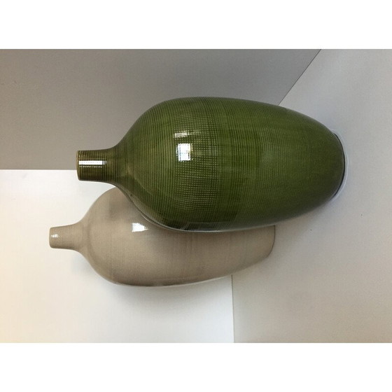Image 1 of Paar eiförmige Vasen aus dekorativer Keramik im Vintage-Stil