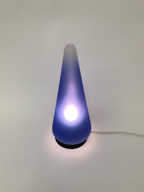 Image 1 of  Blaue Kegel-Tischlampe aus Glas, 1970er Jahre