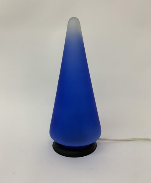  Blaue Kegel-Tischlampe aus Glas, 1970er Jahre