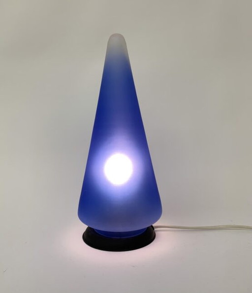  Blaue Kegel-Tischlampe aus Glas, 1970er Jahre