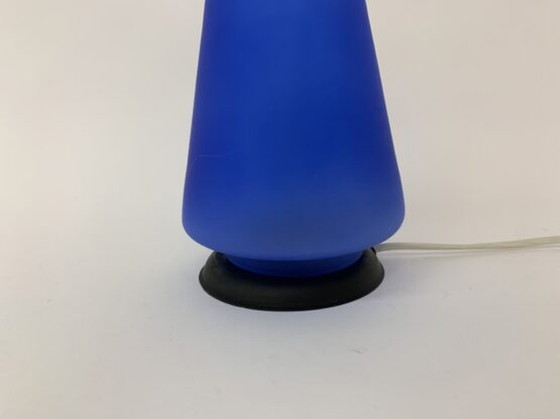 Image 1 of  Blaue Kegel-Tischlampe aus Glas, 1970er Jahre