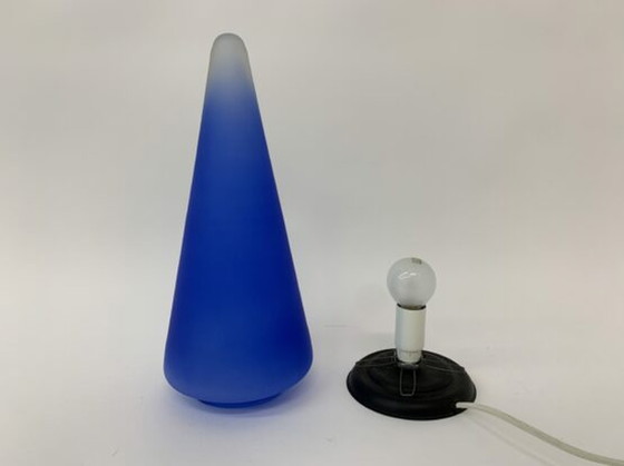 Image 1 of  Blaue Kegel-Tischlampe aus Glas, 1970er Jahre