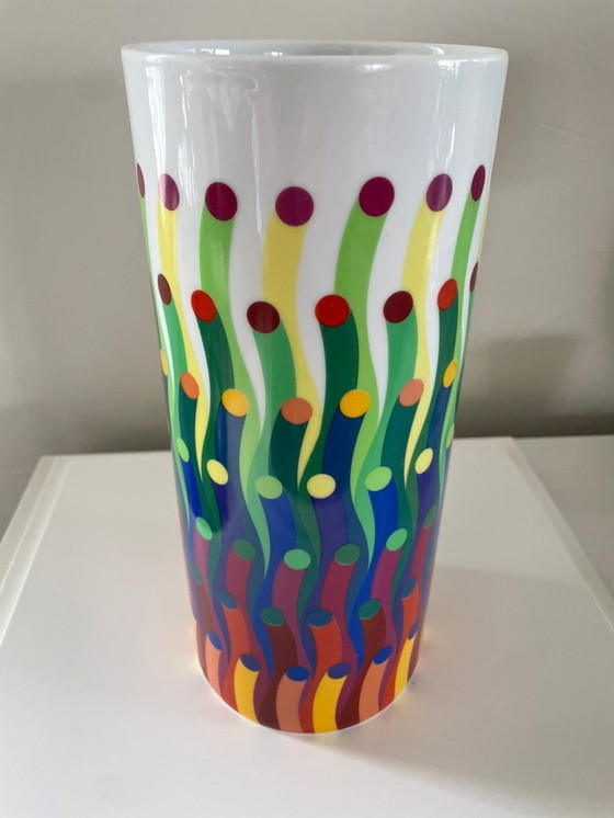 Image 1 of Op Art Vase - Julio Le Parc - Kinetische Kunst - Porzellan - Bernardaud Limoges - 2017