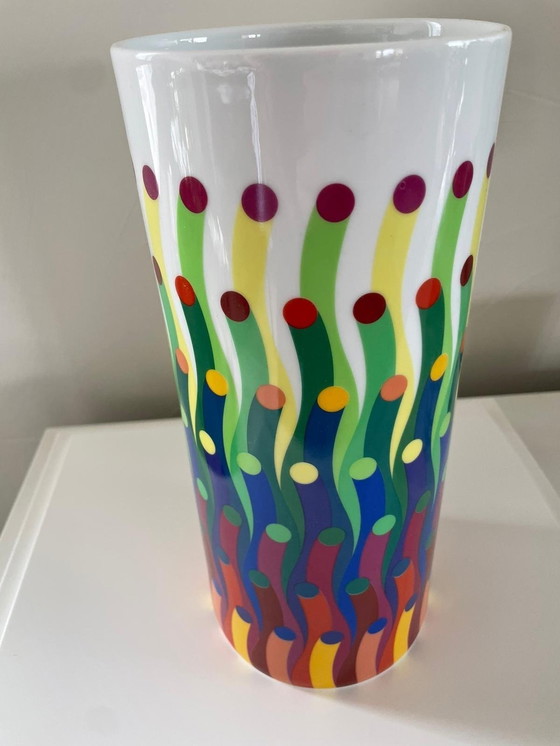 Image 1 of Op Art Vase - Julio Le Parc - Kinetische Kunst - Porzellan - Bernardaud Limoges - 2017