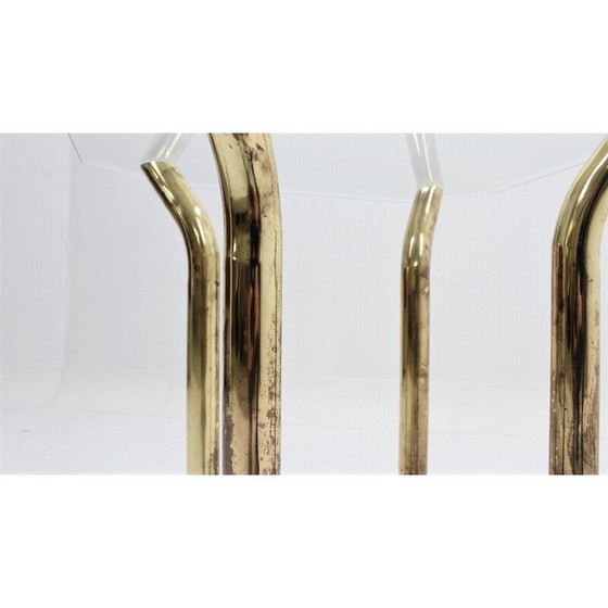 Image 1 of Vintage Beistelltisch aus geschliffenem Glas und Messing, Italien 1970