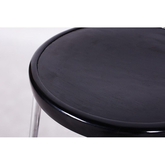 Image 1 of Vintage Bauhaus Hocker schwarz, Tschechien 1930er Jahre