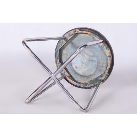 Image 1 of Vintage Bauhaus Hocker schwarz, Tschechien 1930er Jahre