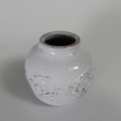 Mobach-Vase mit Hirsch, Modell 217 von Bouke und Klaas Mobach, 1960er Jahre