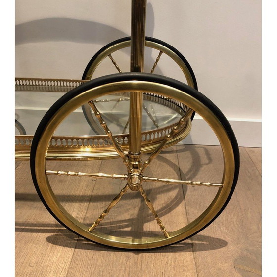 Image 1 of Ovaler Rolltisch aus Messing für Maison Baguès, Frankreich 1940