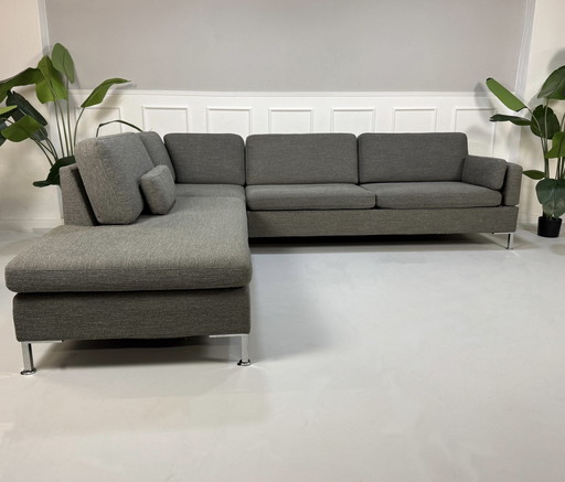 Brühl Alba Ecksofa Designer Sofa Couch Grau Stoff Schlaffunktion