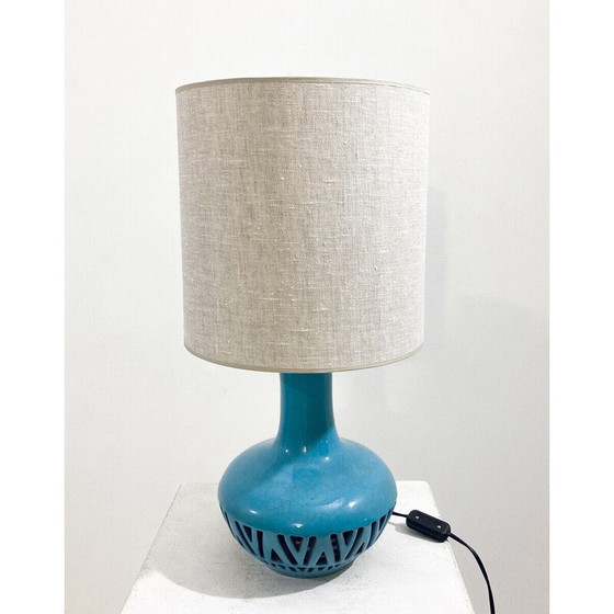 Image 1 of Blaue Vintage-Keramik-Tischlampe