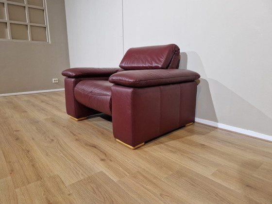 Image 1 of Montel Vintage Sessel Bordeaux Leder Verstellbar
