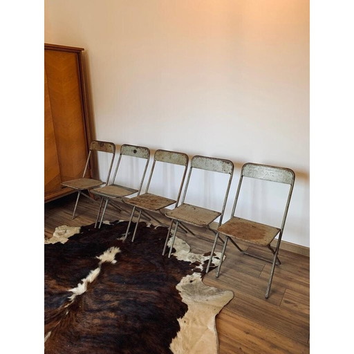 Satz von 5 Vintage-Klappstühlen aus Metall