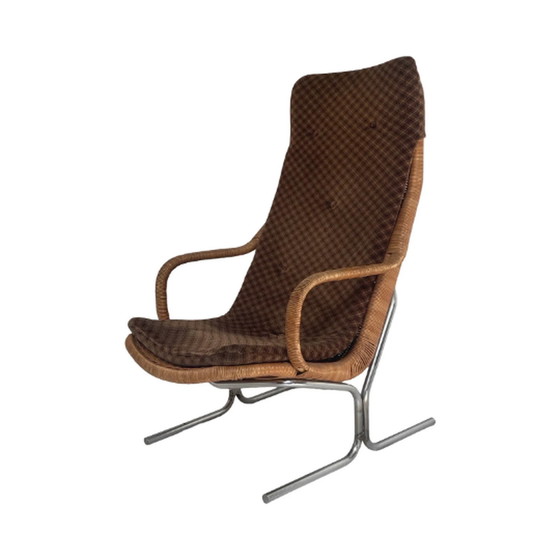 Image 1 of Dirk van Sliedregt für Gebroeders Jonkers - Rattan / Geflecht Sessel mit Kissen - Modell 514c - 1950's Dutch design