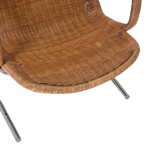 Image 1 of Dirk van Sliedregt für Gebroeders Jonkers - Rattan / Geflecht Sessel mit Kissen - Modell 514c - 1950's Dutch design