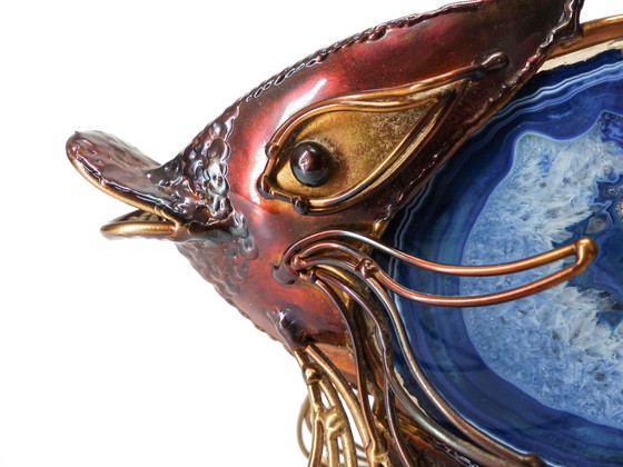 Image 1 of Brutalistische Lampe Fisch Aus Messing Und Agathe Richard Faure 1980