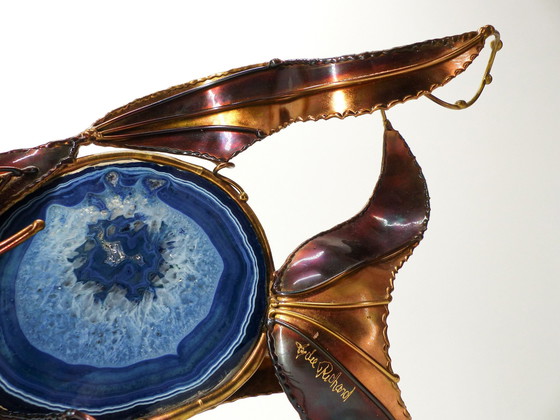 Image 1 of Brutalistische Lampe Fisch Aus Messing Und Agathe Richard Faure 1980