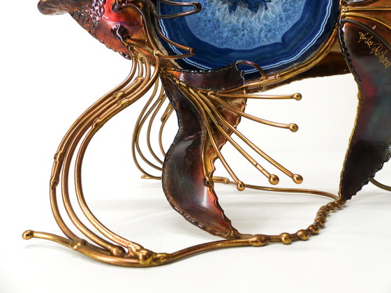 Image 1 of Brutalistische Lampe Fisch Aus Messing Und Agathe Richard Faure 1980