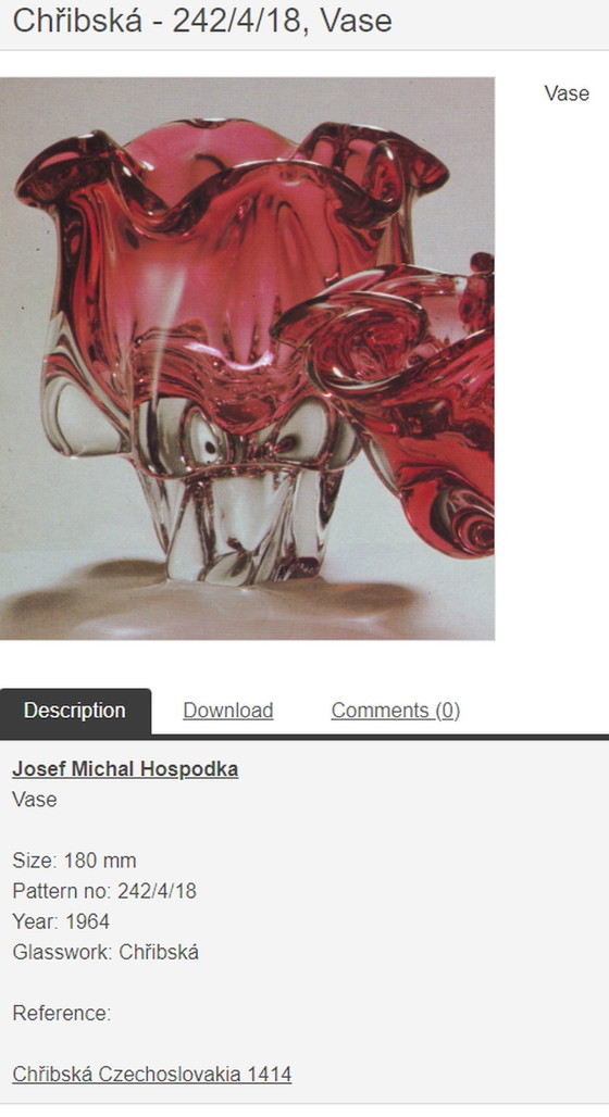 Image 1 of Vintage Chribska Glas Josef Michal Hospodka vaas