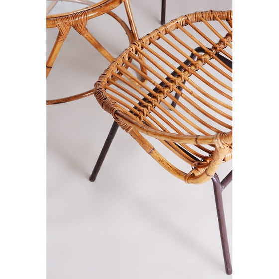 Image 1 of Satz von 3 Rattansesseln im Art déco-Stil von Alna Fuchs, 1940