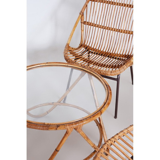 Image 1 of Satz von 3 Rattansesseln im Art déco-Stil von Alna Fuchs, 1940