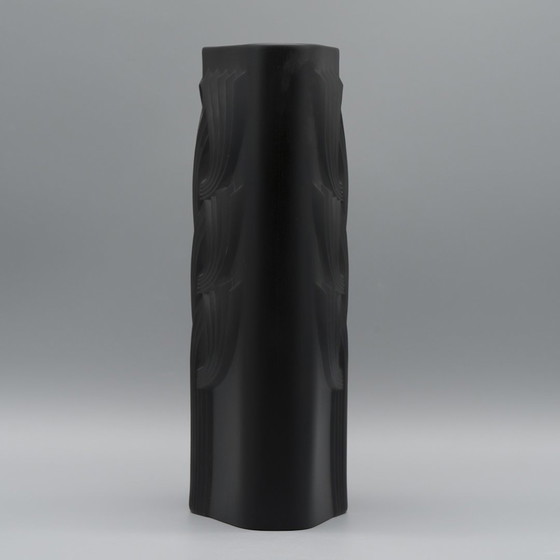 Image 1 of Rosenthal Rosemonde Nairac Porcelaine Noire Op Art Vase Duo Baum des Lebens 33+26Cm
