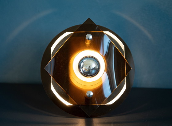 Image 1 of Vintage Herda Rauchglas Wandleuchte