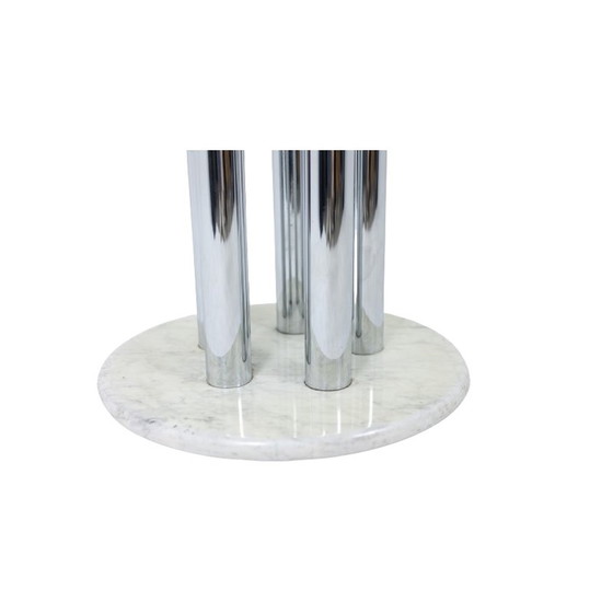 Image 1 of Runder Tisch aus Marmor und verchromtem Metall, Italien 1970