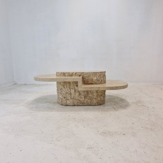 Image 1 of Vintage Couchtisch aus Mactan-Stein von Magnussen Ponte, 1980