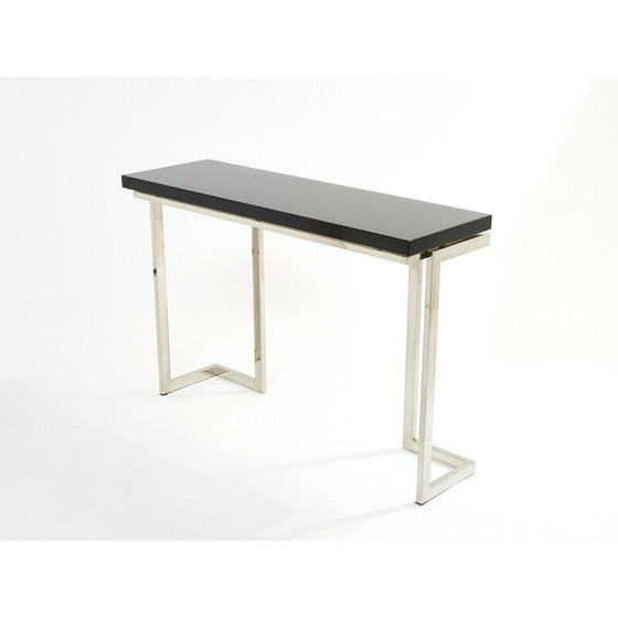 Image 1 of Vintage-Konsole in schwarzem Lack und Chrom von Guy Lefevre für Maison Jansen, 1970